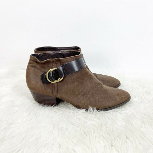 2/$30 Franco Sarto 9.5 M Womens Brown Faux Suede Gabie Ankle Booties - Picture 3 of 11